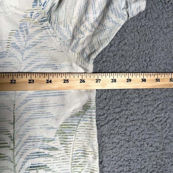 Tommy Bahama Shirt Mens XXL Beige Floral Hawaiian 100% Silk Casual Beach Logo - Picture 8 of 11